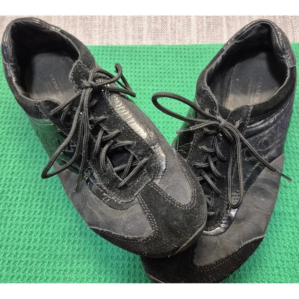 Coach Men's Leather Black Lace Up Casual Comfort Shoes Sneakers 9M Round Toe
